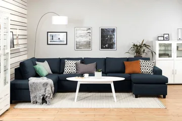 Crazy 5-sits Vänstervänd U-formad X-Large Soffa med Divan och Schäslong i Tyg - Mörkblå - Möbler - Vardagsrum - Soffor - U-soffor