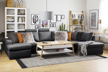 Crazy 5-sits Vänstervänd U-formad X-Large Soffa med Divan och Schäslong i Tyg - Mörkgrå - Möbler - Vardagsrum - Soffor - U-soffor