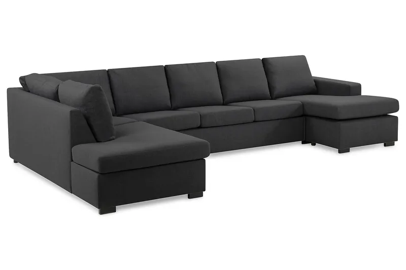 Crazy 5-sits Vänstervänd U-formad X-Large Soffa med Divan och Schäslong i Tyg - Mörkgrå - Möbler - Vardagsrum - Soffor - U-soffor