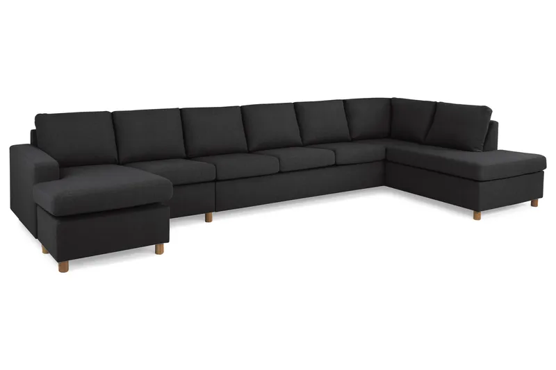 Crazy 6-sits Högervänd U-formad XX-Large Soffa med Divan och Schäslong i Tyg - Antracit - Möbler - Vardagsrum - Soffor - U-soffor