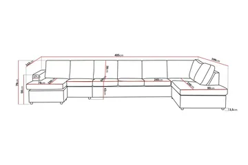 Crazy 6-sits Högervänd U-formad XX-Large Soffa med Divan och Schäslong i Tyg - Antracit - Möbler - Vardagsrum - Soffor - U-soffor