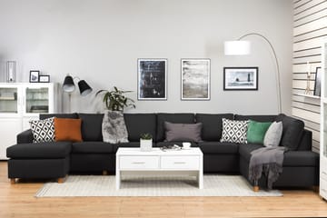 Crazy 6-sits Högervänd U-formad XX-Large Soffa med Divan och Schäslong i Tyg - Antracit - Möbler - Vardagsrum - Soffor - U-soffor