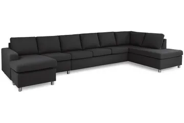 Crazy 6-sits Högervänd U-formad XX-Large Soffa med Divan och Schäslong i Tyg - Antracit - Möbler - Vardagsrum - Soffor - U-soffor