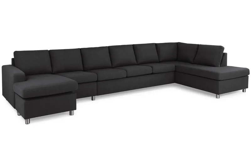 Crazy 6-sits Högervänd U-formad XX-Large Soffa med Divan och Schäslong i Tyg - Antracit - Möbler - Vardagsrum - Soffor - U-soffor