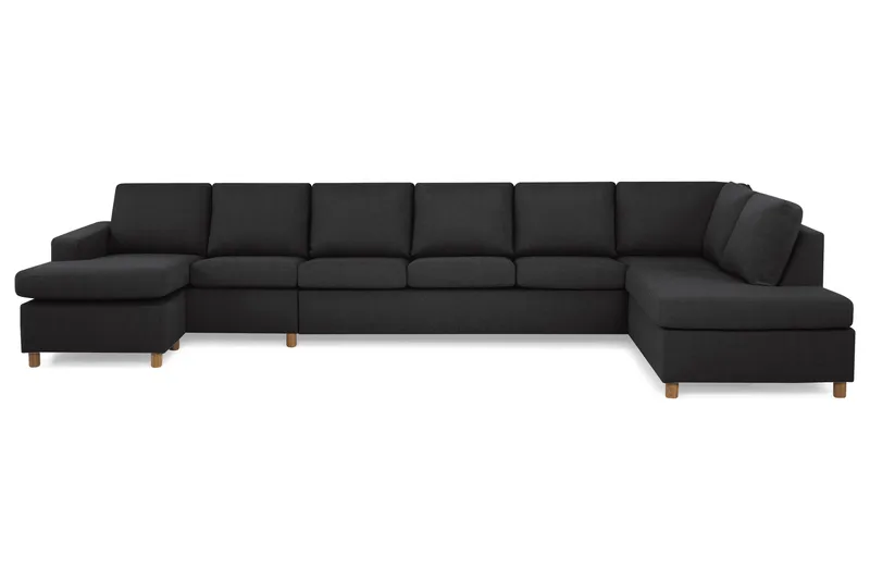 Crazy 6-sits Högervänd U-formad XX-Large Soffa med Divan och Schäslong i Tyg, Antracit
