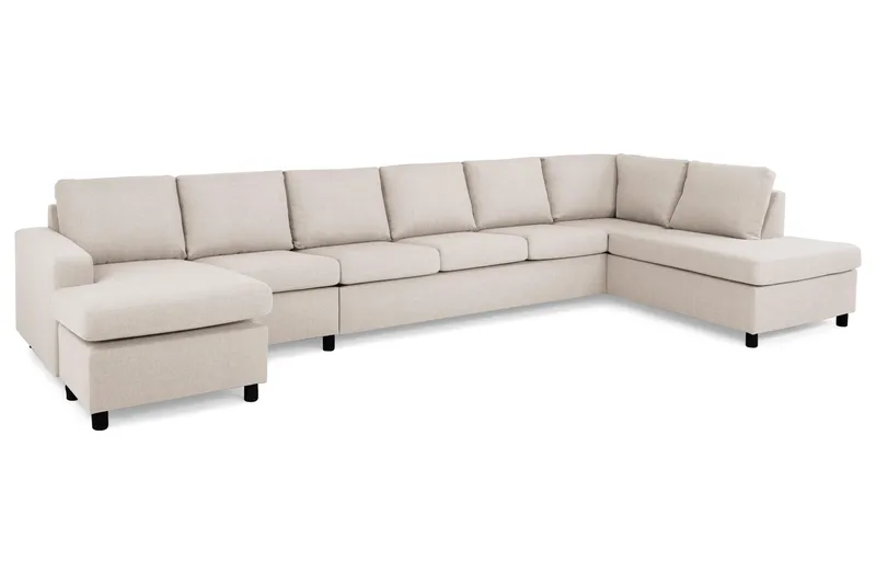 Crazy 6-sits Högervänd U-formad XX-Large Soffa med Divan och Schäslong i Tyg - Beige - Möbler - Vardagsrum - Soffor - U-soffor