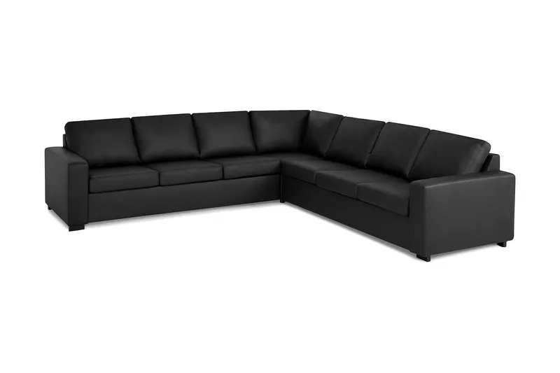 Crazy 6-sits Vändbar L-formad X-Large Hörnsoffa i Konstläder - Svart - Möbler - Vardagsrum - Soffor - Skinnsoffor