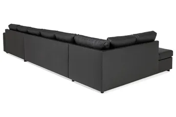 Crazy 6-sits Vänstervänd U-formad XX-Large Soffa med Divan och Schäslong i Konstläder - Svart - Möbler - Vardagsrum - Soffor - Skinnsoffor