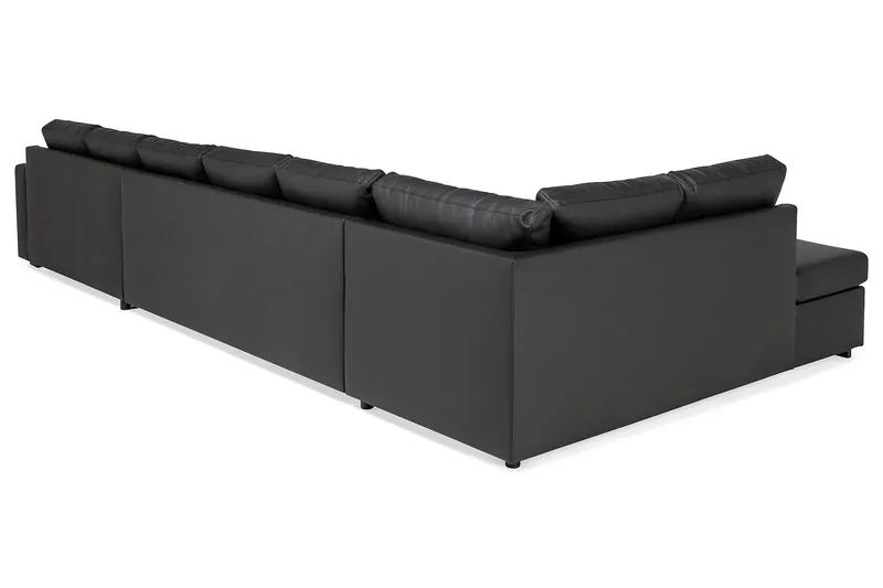 Crazy 6-sits Vänstervänd U-formad XX-Large Soffa med Divan och Schäslong i Konstläder - Svart - Möbler - Vardagsrum - Soffor - Skinnsoffor