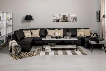 Crazy 6-sits Vänstervänd U-formad XX-Large Soffa med Divan och Schäslong i Konstläder - Svart - Möbler - Vardagsrum - Soffor - Skinnsoffor