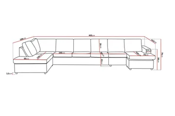Crazy 6-sits Vänstervänd U-formad XX-Large Soffa med Divan och Schäslong i Tyg - Antracit - Möbler - Vardagsrum - Soffor - U-soffor