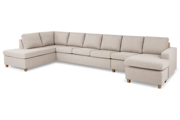 Crazy 6-sits Vänstervänd U-formad XX-Large Soffa med Divan och Schäslong i Tyg - Beige - Möbler - Vardagsrum - Soffor - U-soffor
