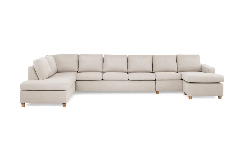 Crazy 6-sits Vänstervänd U-formad XX-Large Soffa med Divan och Schäslong i Tyg - Beige - Möbler - Vardagsrum - Soffor - U-soffor