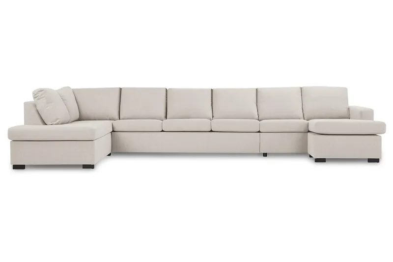 Crazy 6-sits Vänstervänd U-formad XX-Large Soffa med Divan och Schäslong i Tyg - Beige - Möbler - Vardagsrum - Soffor - U-soffor