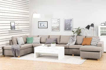 Crazy 6-sits Vänstervänd U-formad XX-Large Soffa med Divan och Schäslong i Tyg - Beige - Möbler - Vardagsrum - Soffor - U-soffor