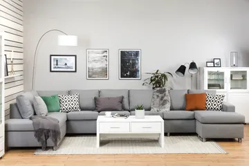 Crazy 6-sits Vänstervänd U-formad XX-Large Soffa med Divan och Schäslong i Tyg - Grå - Möbler - Vardagsrum - Soffor - U-soffor