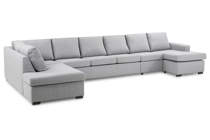 Crazy 6-sits Vänstervänd U-formad XX-Large Soffa med Divan och Schäslong i Tyg - Grå - Möbler - Vardagsrum - Soffor - U-soffor