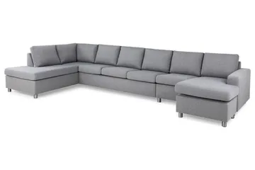 Crazy 6-sits Vänstervänd U-formad XX-Large Soffa med Divan och Schäslong i Tyg - Grå - Möbler - Vardagsrum - Soffor - U-soffor