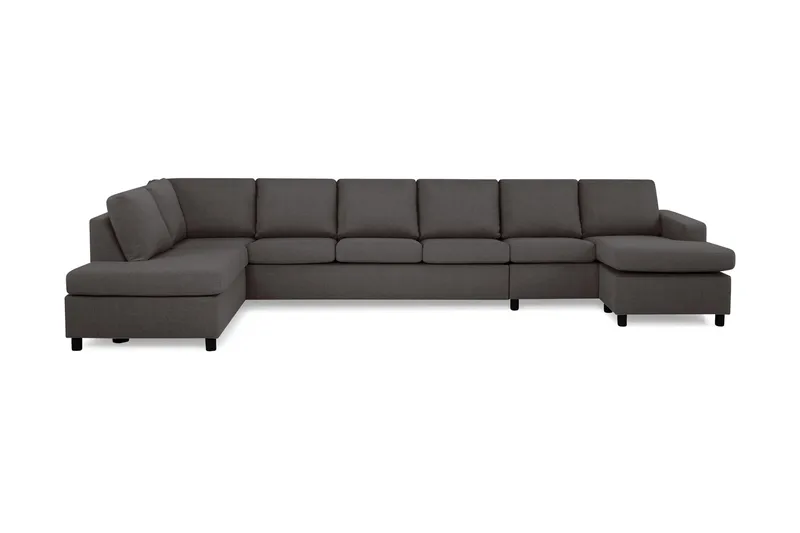 Crazy 6-sits Vänstervänd U-formad XX-Large Soffa med Divan och Schäslong i Tyg, Mörkgrå