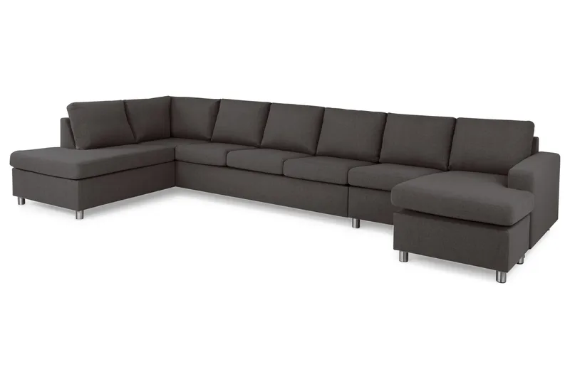 Crazy 6-sits Vänstervänd U-formad XX-Large Soffa med Divan och Schäslong i Tyg - Mörkgrå - Möbler - Vardagsrum - Soffor - U-soffor