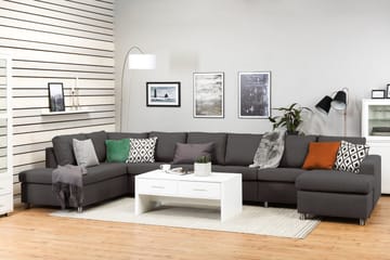 Crazy 6-sits Vänstervänd U-formad XX-Large Soffa med Divan och Schäslong i Tyg - Mörkgrå - Möbler - Vardagsrum - Soffor - U-soffor