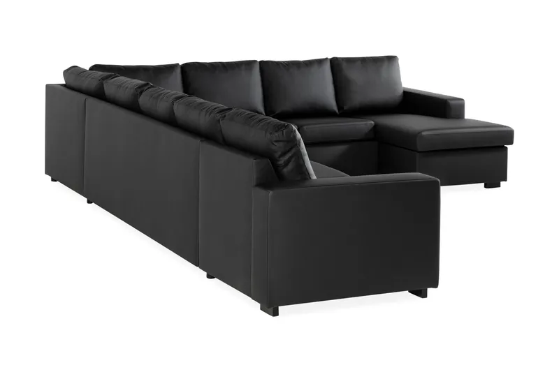 Crazy 7-sits Högervänd U-formad XX-Large Hörnsoffa med divan i Konstläder - Svart - Möbler - Vardagsrum - Soffor - Skinnsoffor