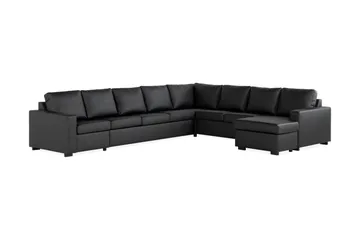 Crazy 7-sits Högervänd U-formad XX-Large Hörnsoffa med divan i Konstläder - Svart - Möbler - Vardagsrum - Soffor - Skinnsoffor