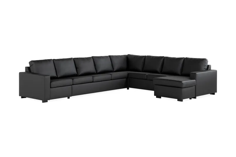 Crazy 7-sits Högervänd U-formad XX-Large Hörnsoffa med divan i Konstläder - Svart - Möbler - Vardagsrum - Soffor - Skinnsoffor