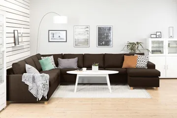 Crazy 7-sits Högervänd U-formad XX-Large Hörnsoffa med divan i Tyg - Brun - Möbler - Vardagsrum - Soffor - Hörnsoffor