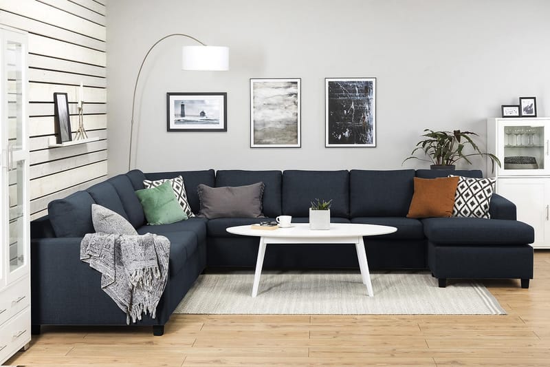 Crazy 7-sits Högervänd U-formad XX-Large Hörnsoffa med divan i Tyg - Mörkblå - Möbler - Vardagsrum - Soffor - Hörnsoffor