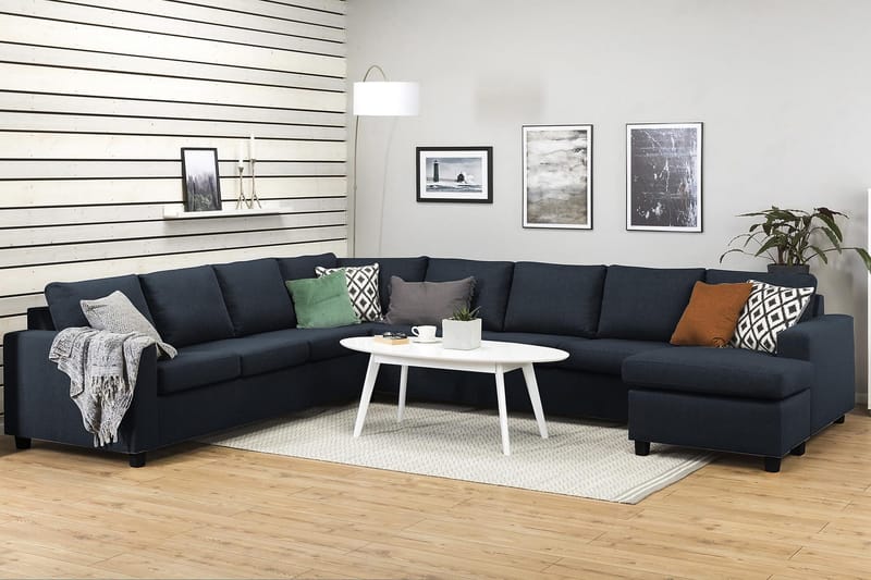 Crazy 7-sits Högervänd U-formad XX-Large Hörnsoffa med divan i Tyg - Mörkblå - Möbler - Vardagsrum - Soffor - Hörnsoffor