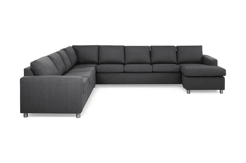 Crazy 7-sits Högervänd U-formad XX-Large Hörnsoffa med divan i Tyg, Mörkgrå