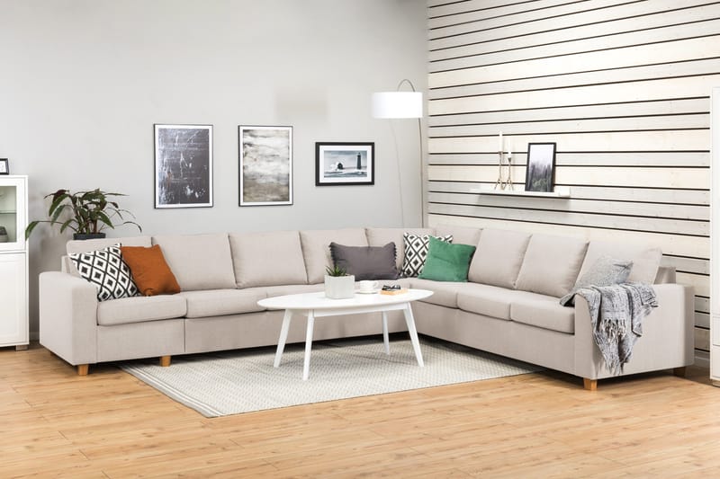 Crazy 7-sits Vändbar L-formad XX-Large Hörnsoffa i Tyg - Beige - Möbler - Vardagsrum - Soffor - Hörnsoffor