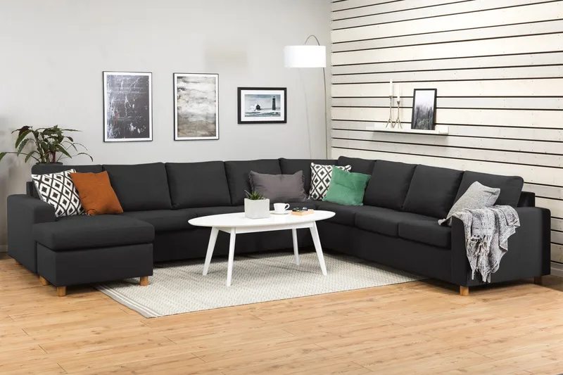 Crazy 7-sits Vändbar U-formad XX-Large Hörnsoffa med divan i Tyg - Antracit - Möbler - Vardagsrum - Soffor - Hörnsoffor