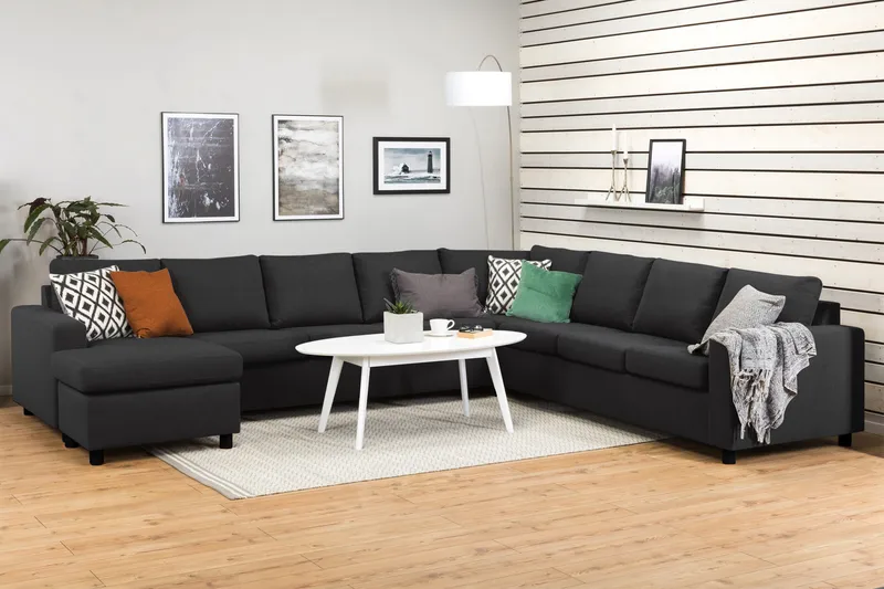 Crazy 7-sits Vändbar U-formad XX-Large Hörnsoffa med divan i Tyg - Antracit - Möbler - Vardagsrum - Soffor - Hörnsoffor