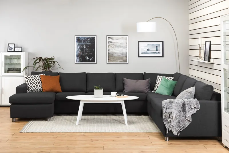 Crazy 7-sits Vändbar U-formad XX-Large Hörnsoffa med divan i Tyg - Antracit - Möbler - Vardagsrum - Soffor - Hörnsoffor