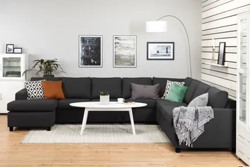 Crazy 7-sits Vändbar U-formad XX-Large Hörnsoffa med divan i Tyg - Antracit - Möbler - Vardagsrum - Soffor - Hörnsoffor