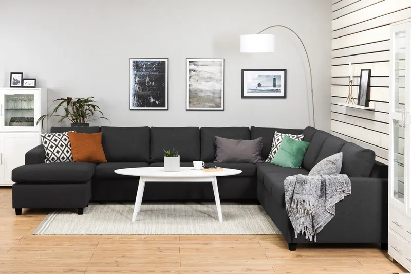 Crazy 7-sits Vändbar U-formad XX-Large Hörnsoffa med divan i Tyg - Antracit - Möbler - Vardagsrum - Soffor - Hörnsoffor