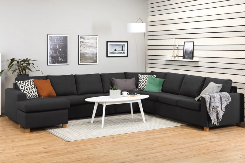 Crazy 7-sits Vändbar U-formad XX-Large Hörnsoffa med divan i Tyg - Antracit - Möbler - Vardagsrum - Soffor - Hörnsoffor