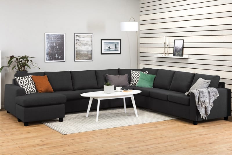 Crazy 7-sits Vändbar U-formad XX-Large Hörnsoffa med divan i Tyg - Antracit - Möbler - Vardagsrum - Soffor - Hörnsoffor
