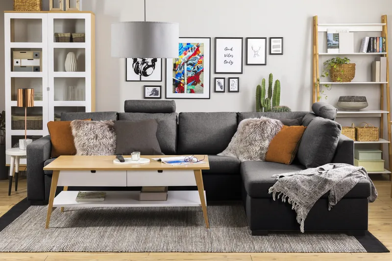 Crazy Limited Edition 4-sits Högervänd L-formad Schäslongsoffa i Tyg - Mörkgrå - Möbler - Vardagsrum - Soffor - Divansoffa & schäslong