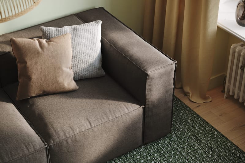 Cubo 3-sits Djup Modulsoffa + Fotpall i Tyg - Grå - Möbler - Vardagsrum - Soffor - Modulsoffor - Komplett modulsoffa