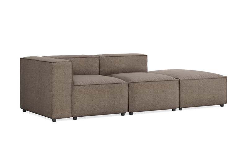 Cubo 3-sits Djup Modulsoffa + Fotpall i Tyg - Grå - Möbler - Vardagsrum - Soffor - 3-sits soffor