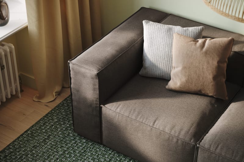Cubo 3-sits Djup Modulsoffa + Fotpall i Tyg - Grå - Möbler - Vardagsrum - Soffor - 3-sits soffor