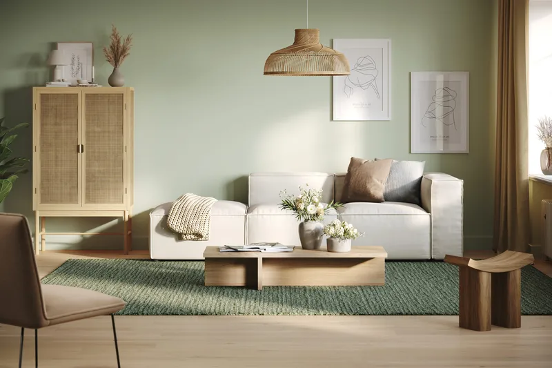 Cubo 3-sits Djup Modulsoffa + Fotpall i Tyg - Vit - Möbler - Vardagsrum - Soffor - Modulsoffor - Komplett modulsoffa