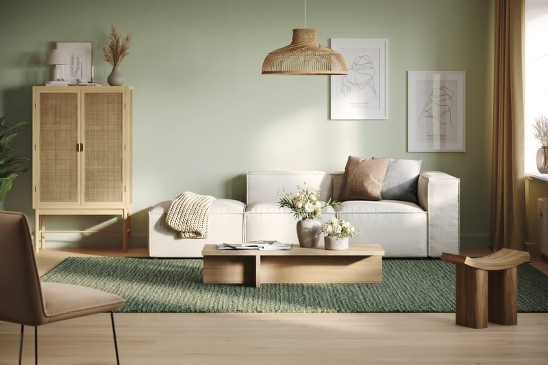 Cubo 3-sits Djup Modulsoffa + Fotpall i Tyg - Vit - Möbler - Vardagsrum - Soffor - 3-sits soffor