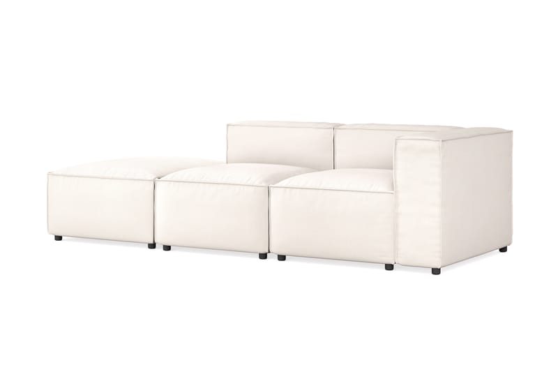 Cubo 3-sits Djup Modulsoffa + Fotpall i Tyg - Vit - Möbler - Vardagsrum - Soffor - 3-sits soffor