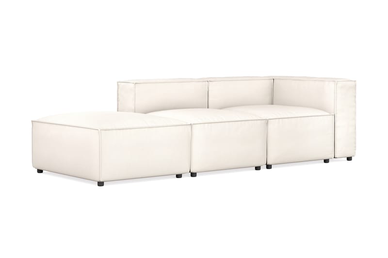Cubo 3-sits Djup Modulsoffa + Fotpall i Tyg - Vit - Möbler - Vardagsrum - Soffor - 3-sits soffor