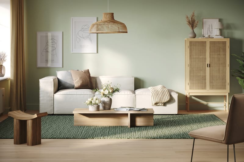 Cubo 3-sits Djup Modulsoffa + Fotpall i Tyg - Vit - Möbler - Vardagsrum - Soffor - 3-sits soffor
