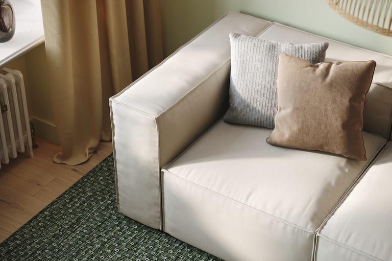 Cubo 3-sits Djup Modulsoffa + Fotpall i Tyg - Vit - Möbler - Vardagsrum - Soffor - 3-sits soffor